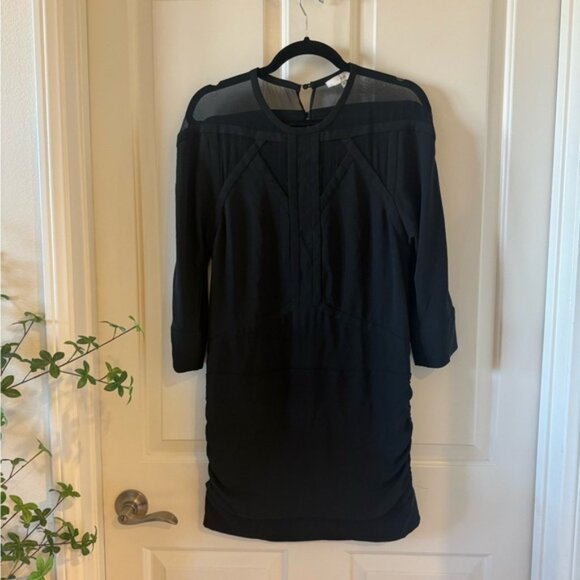 IRO Women's Mini Dress Size 40 US 8 Black Sheer With Runched Sides
